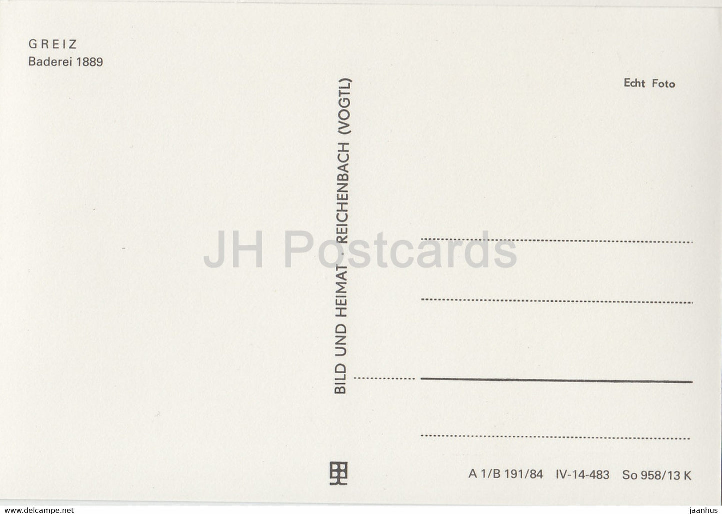 Greiz - Baderei 1889 - Historische Fotografien - DDR Germany - unused