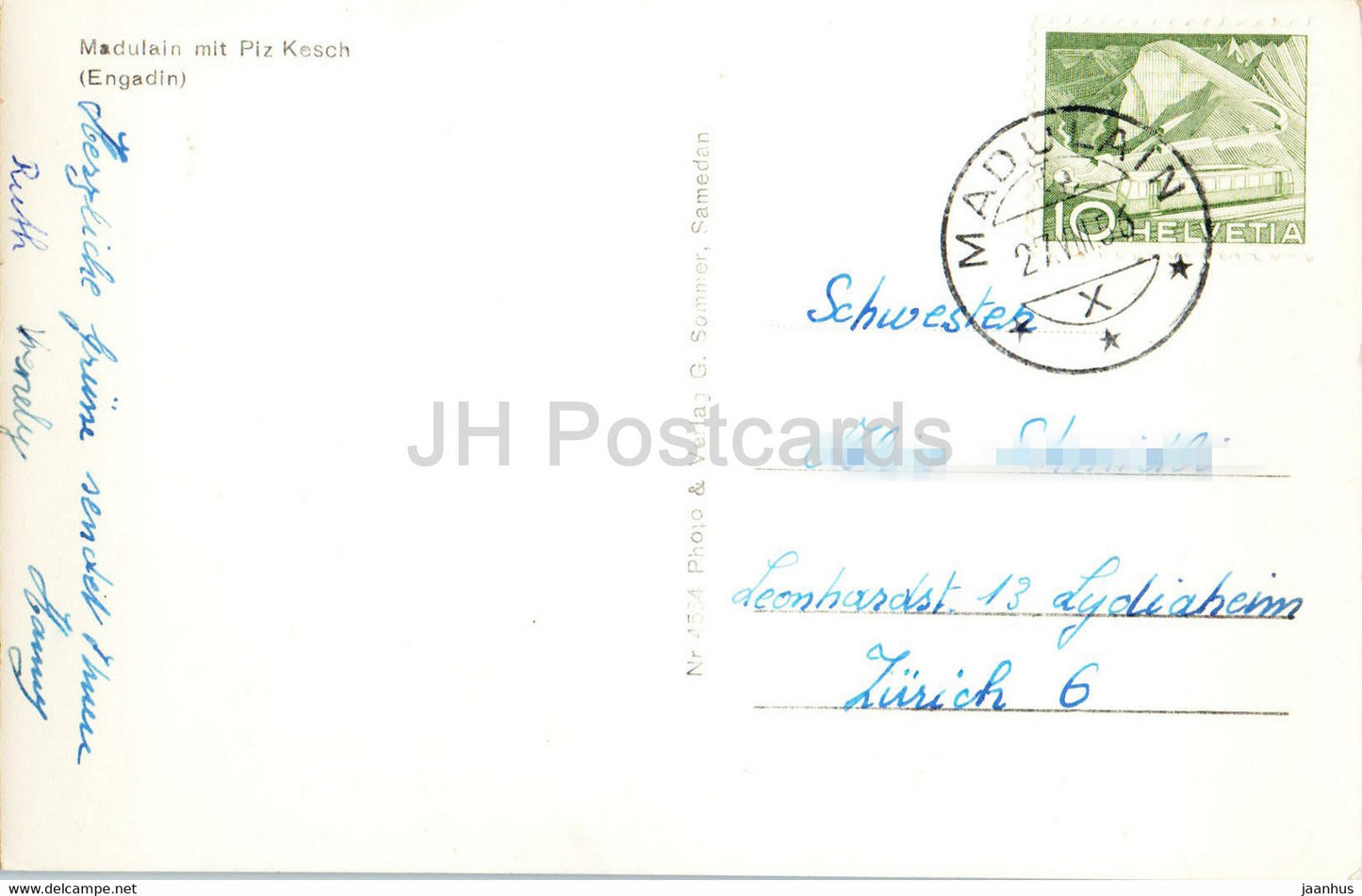 Madulain mit Piz Kesch - Engadin - old postcard - 1956 - Switzerland - used