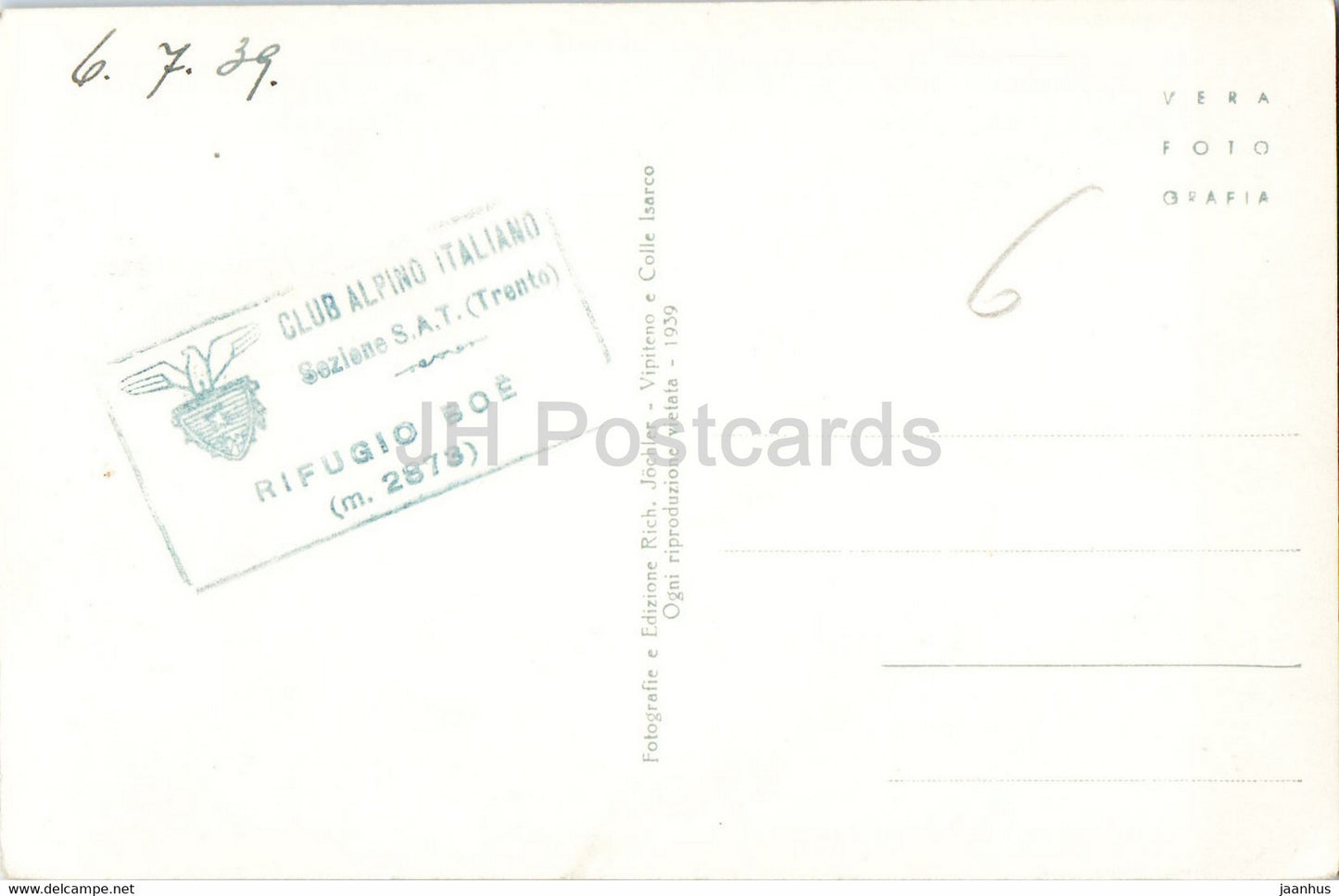 Rif Boe 2871 m Con Pizzo Boe 3151 m - old postcard - 1939 - Italy - used