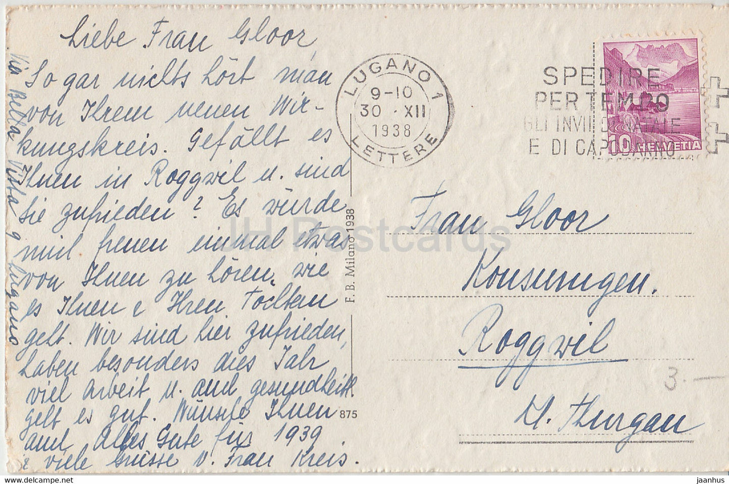 Christmas Greeting Card - Buon Natale - children - winter - silhouette - FB 875 - old postcard - 1938 - Italy - used