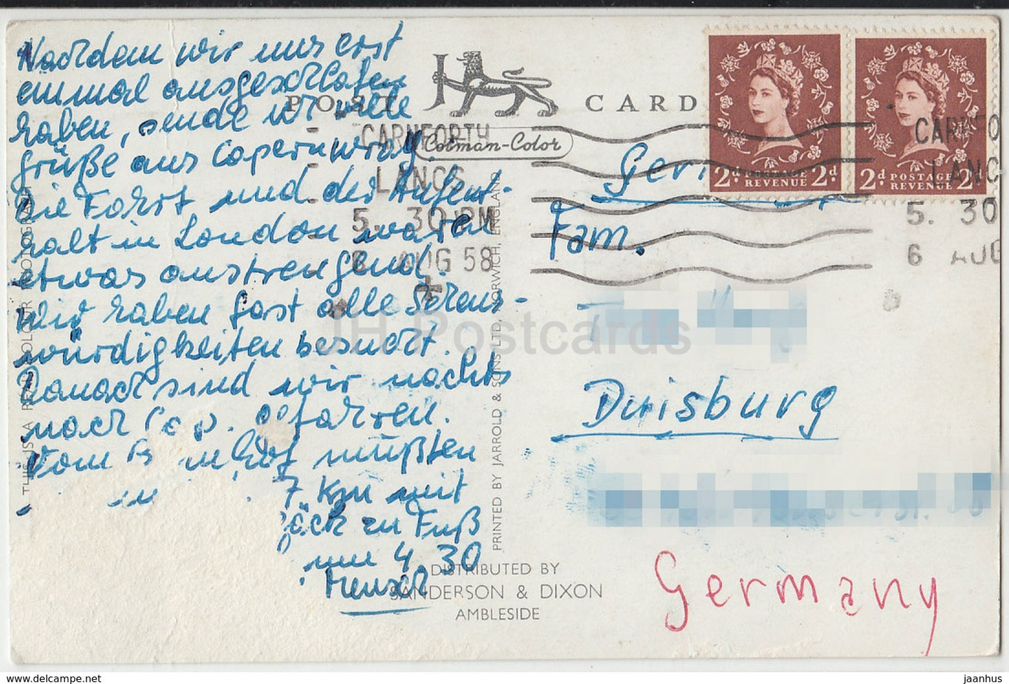 Derwentwater - Friars Crag and Causey Pike - KLD 168 - 1958 - United Kingdom - England - used