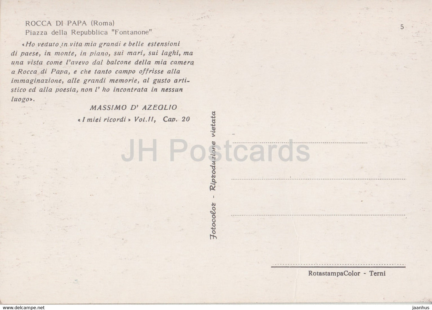 Roma - Rome - Rocca di Papa - Piazza della Repubblica Fontanone - Italy - Italia - unused