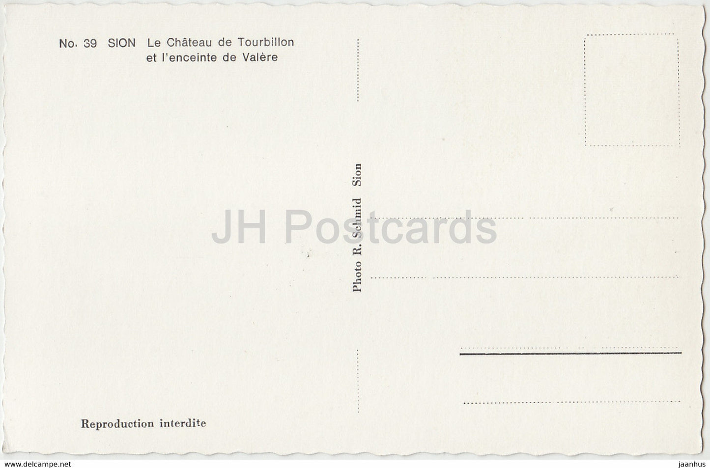 Sion - Le Chateau de Tourbillon et l'enceinte de Valere - 39 - castle - Switzerland - unused