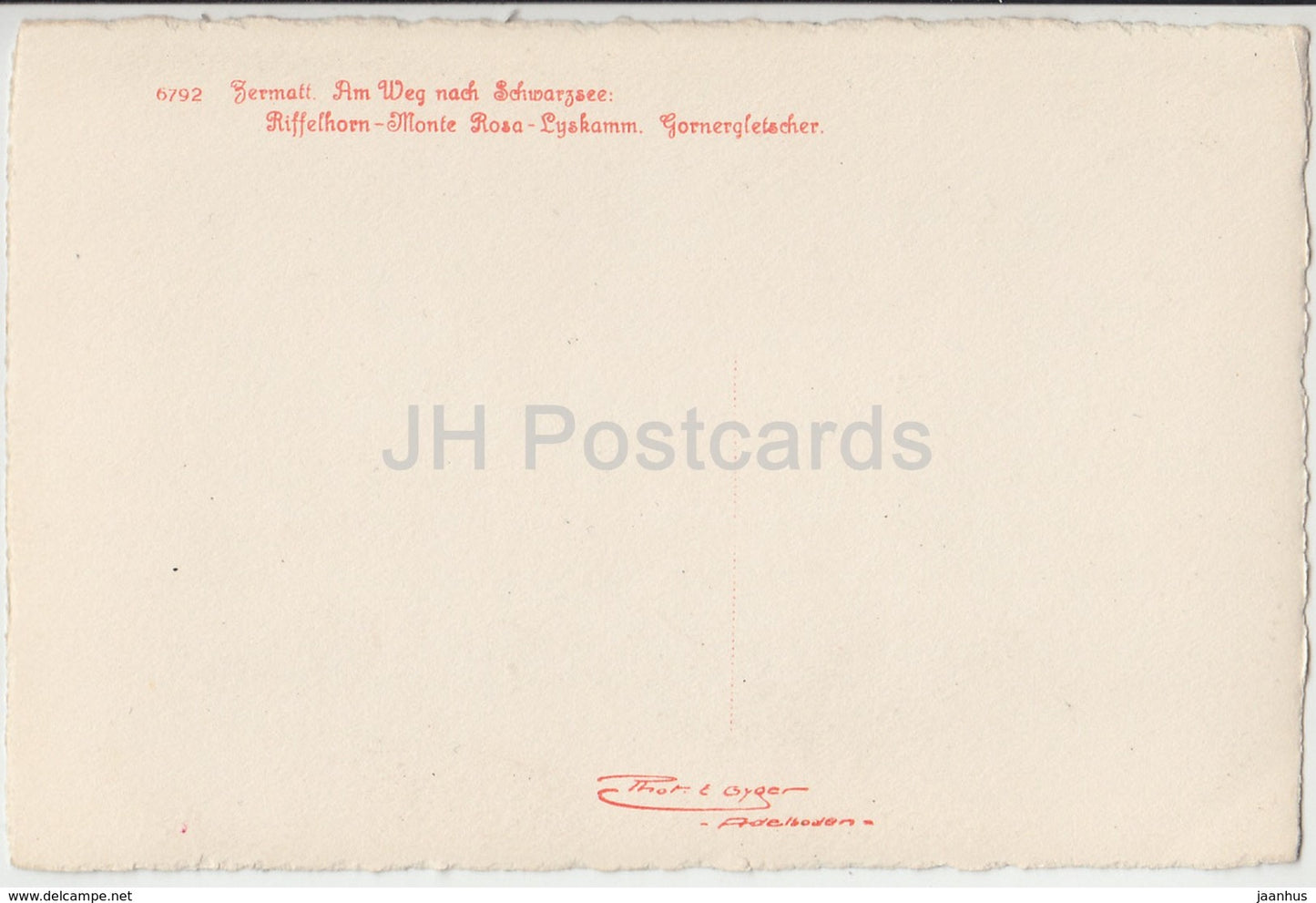 Zermatt - Am Weg nach Schwarzsee - Riffelhorn - Monte Rosa - Lyskamm - 6792 - Suisse - carte postale ancienne - inutilisée