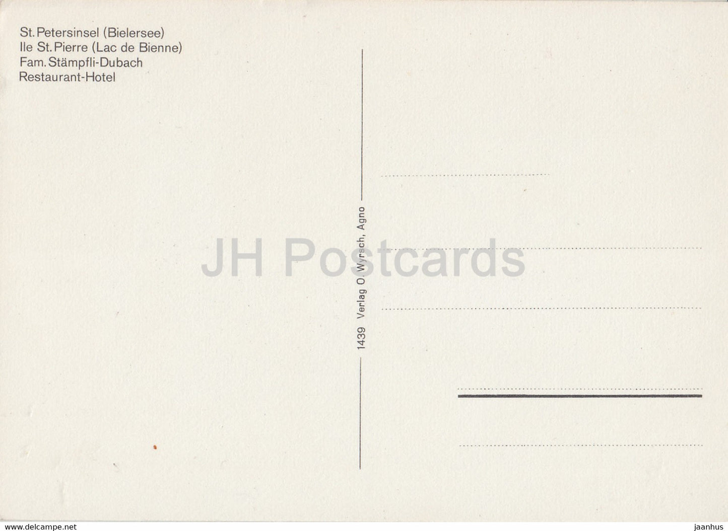 St Petersinsel - Bielersee - Ile St Pierre - Lac de Bienne - monument to Rousseau - 1439 - Switzerland - unused