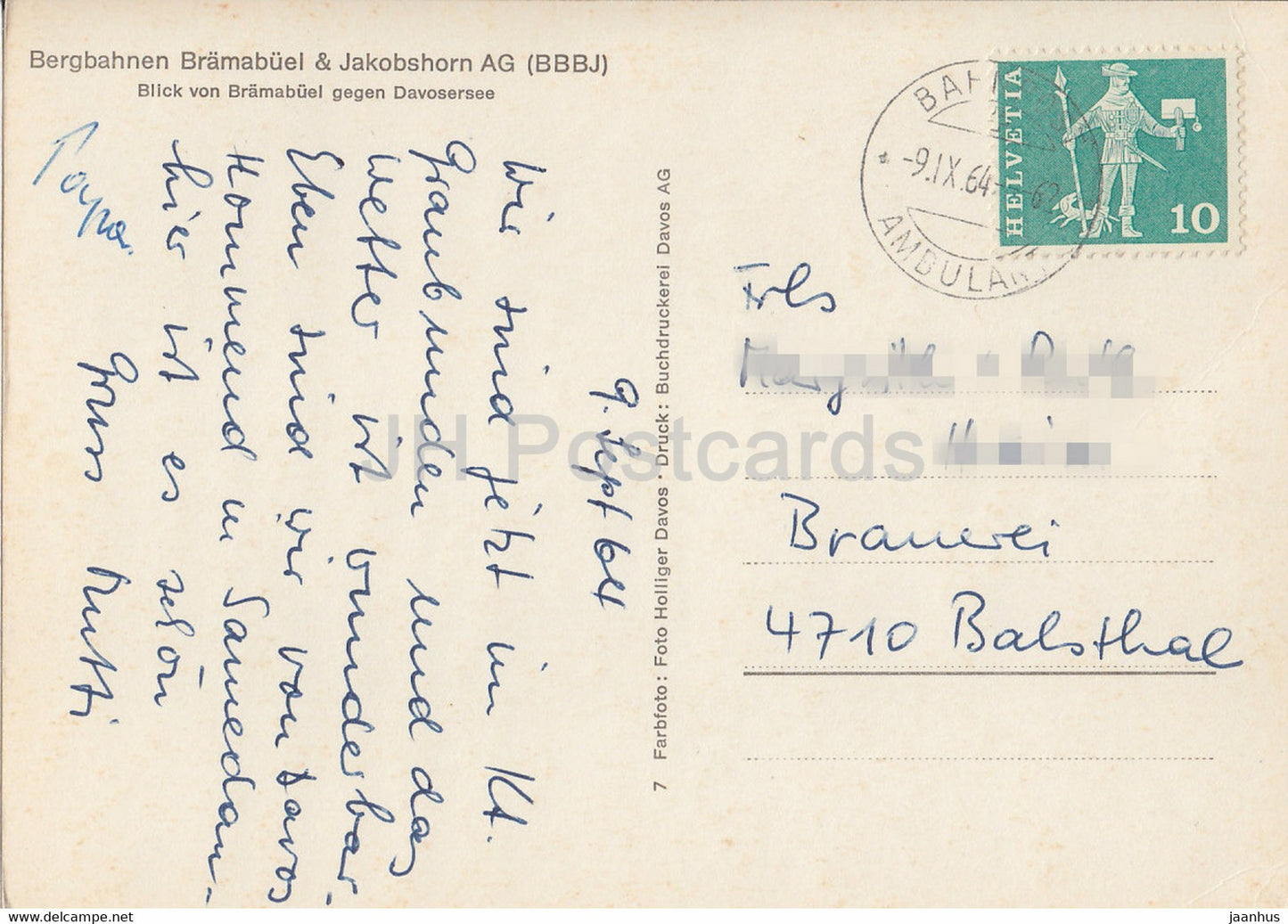 Bergbahnen Bramabuel & Jakobshorn AG - Davosersee - 1964 - Switzerland - used