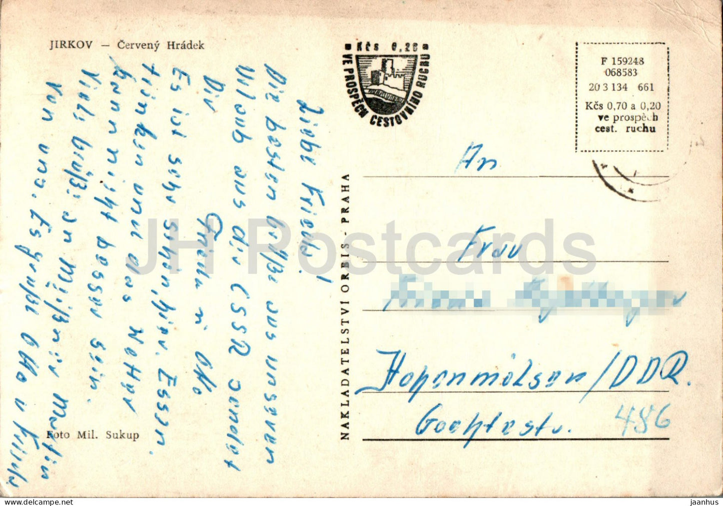 Jirkov - Cerveny Hradek - carte postale ancienne - République tchèque - Tchécoslovaquie - utilisé