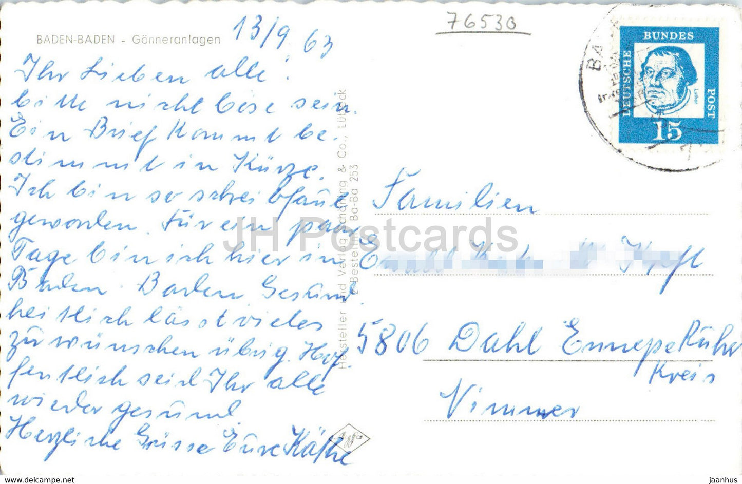 Baden Baden - Gonneranlagen - 1963 - Deutschland - gebraucht
