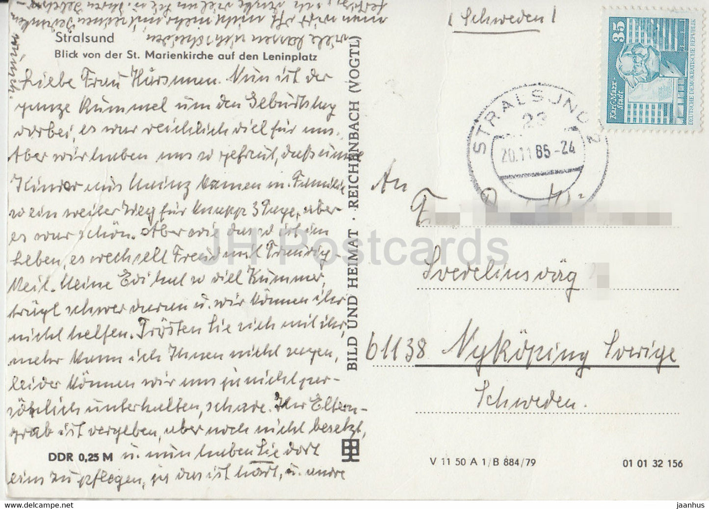 Stralsund - Blick von der St Marienkirche auf den Leninplatz - 1985 - Allemagne DDR - occasion