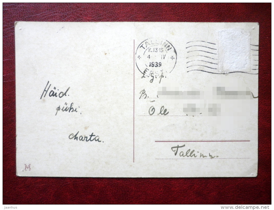 Easter Greeting Card - dwarfs - eggs - MH - circulated in 1939 in Estonia - used - JH Postcards