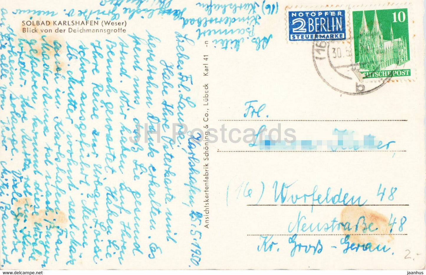 Solbad Karlshafen - Blick von der Dreichmannsgrotte - 1950 - old postcard - Germany - used