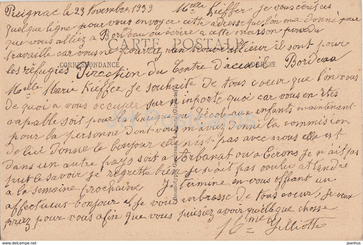 Preignac - Chateau La Montagne - castle - 233 - old postcard - 1939 - France - used