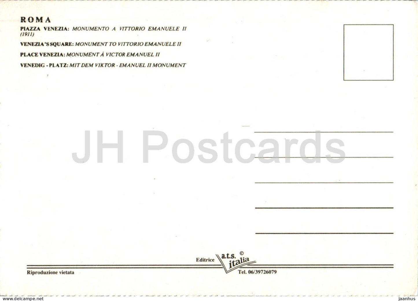 Roma - Rom - Piazza Venezia - Monumento a Vittorio Emanuele II - Denkmal - Venezianischer Platz - Italien - unbenutzt