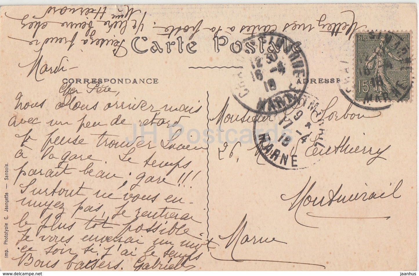 Bordeaux - La Cathedrale et la Tour Pey Berland - cathedral - 211 - 1918 - old postcard - France - used