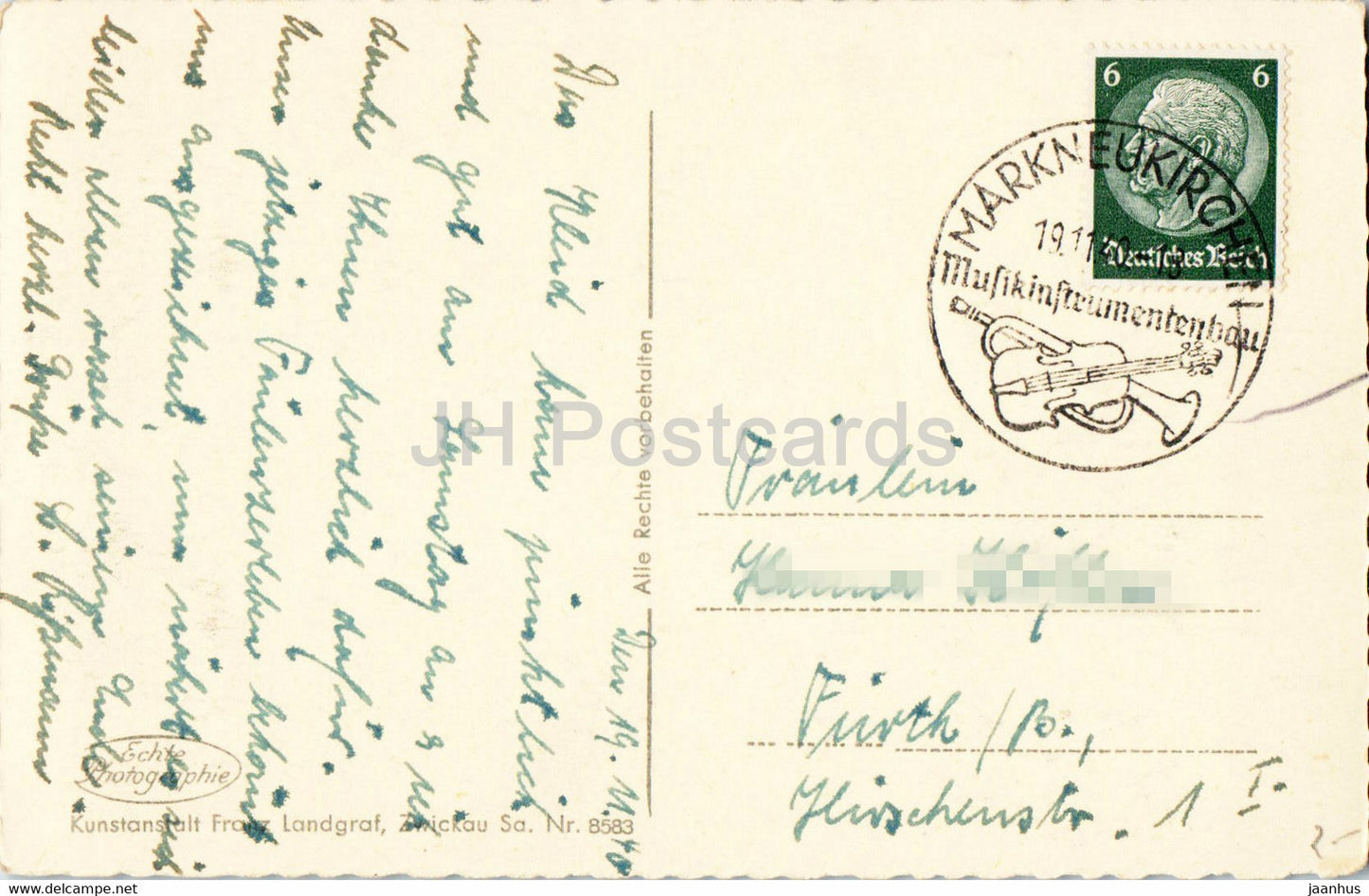 Landesgemeindetal Erlbach b. Markneukirchen i V - alte Ansichtskarte - 1940 - Deutschland - gebraucht