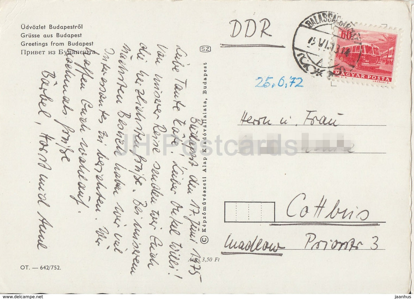 Salutations de Budapest - vue - multivue - 1972 - Hongrie - utilisé