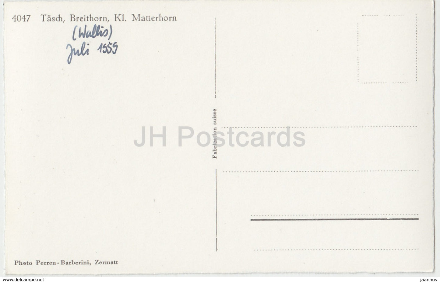 Tasch - Breithorn - Kl. Matterhorn - 4047 - Switzerland - 1959 - used