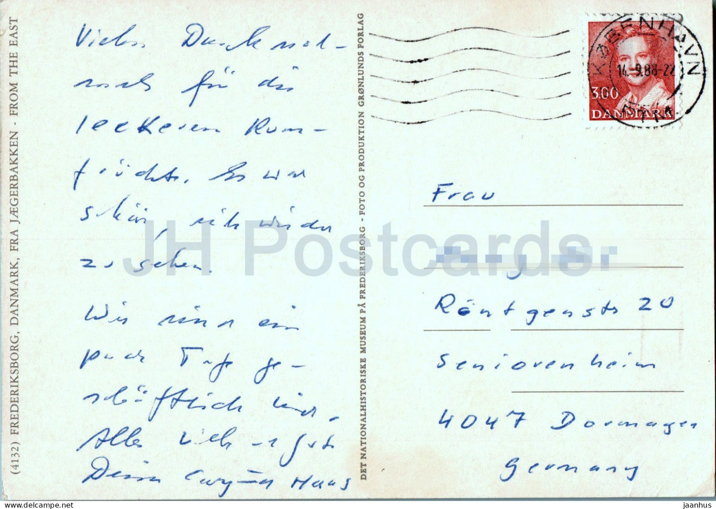 Frederiksborg - Fra Jaegerbakken - De l'Est - château - 4132 - 1988 - Danemark - utilisé