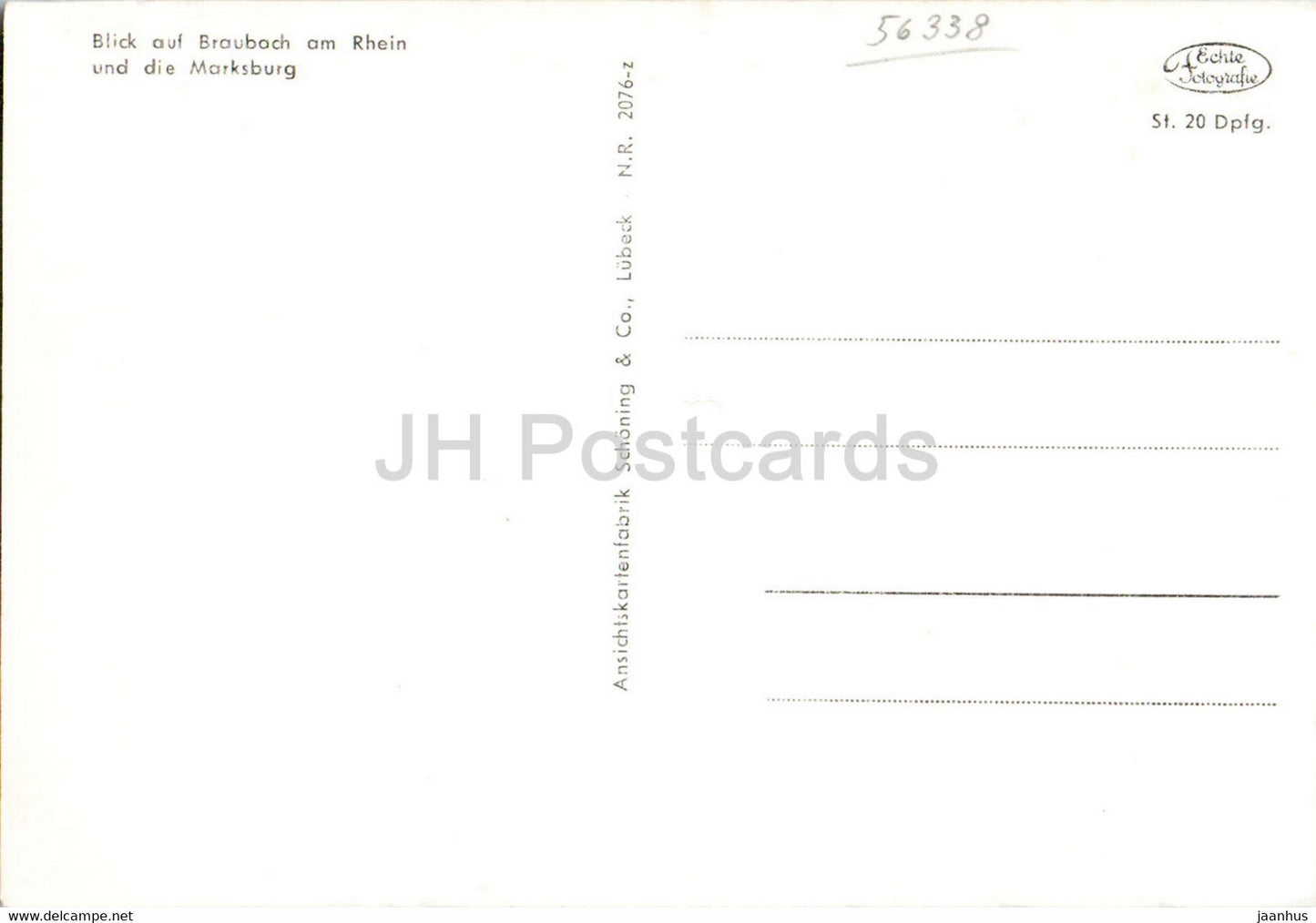 Blick auf Braubach am Rhein und die Marksburg - carte postale ancienne - Allemagne - inutilisée