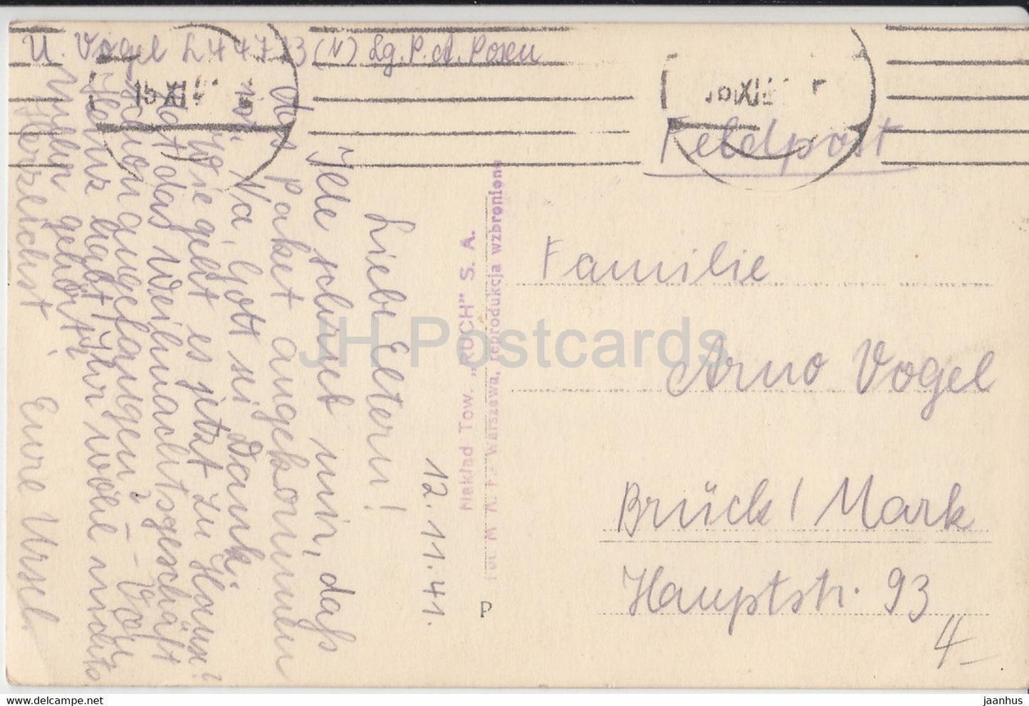 Warszawa - Krakowskie Przedmiescie - Feldpost - old postcard - 1941 - Poland - used
