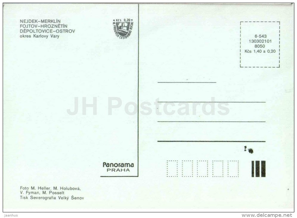 Nejdek - Merklin - Fojtov - Hroznetin - Ostrov - Depoltovice - Czech - Czechoslovakia - unused - JH Postcards