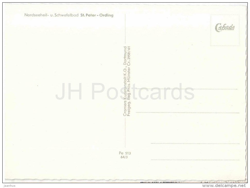 St. Peter Ording - Nordeseeheil- und Schwefelbad - strand - beach - Pe 513 - Germany - nicht gelaufen - JH Postcards