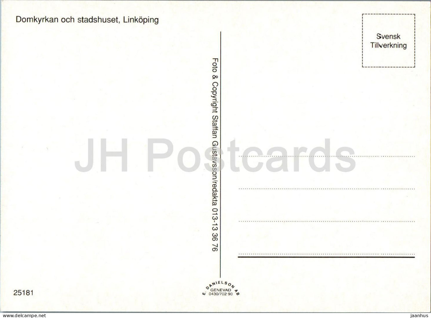 Linkoping - Domkyrkan och stadshuset - hôtel de ville - cathédrale - 25181 - Suède - inutilisé
