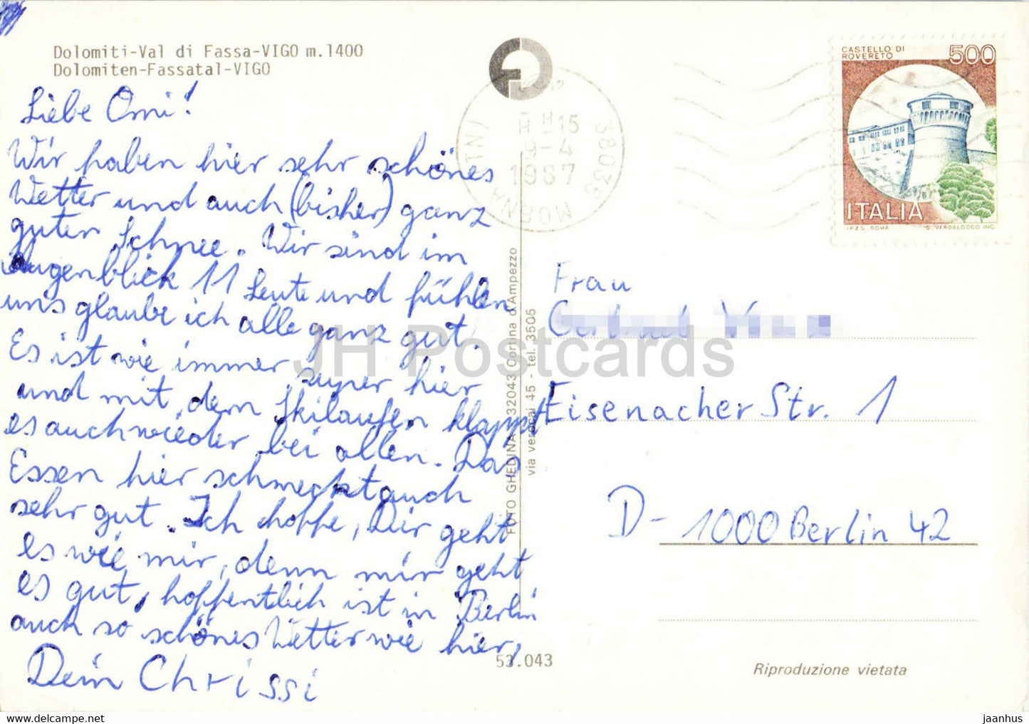 Vigo di Fassa - Val di Fassa - ski alpin - 1987 - Italie - d'occasion