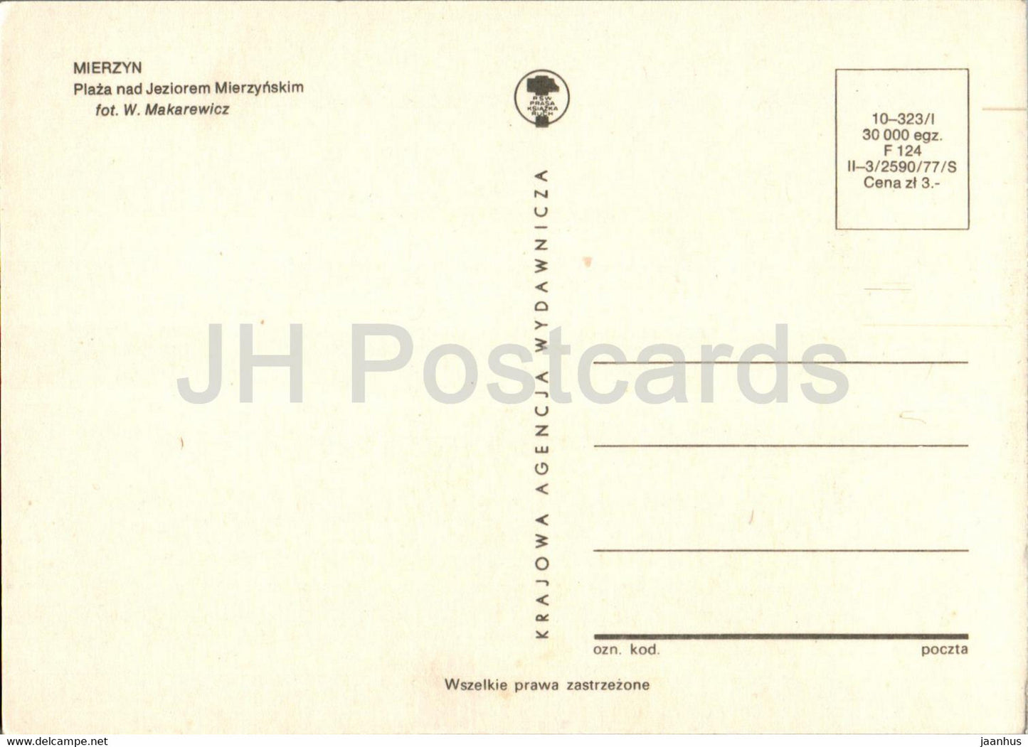 Mierzyn - Plaza nad Jeziorem Mierzynskim - beach - lake - Poland - unused