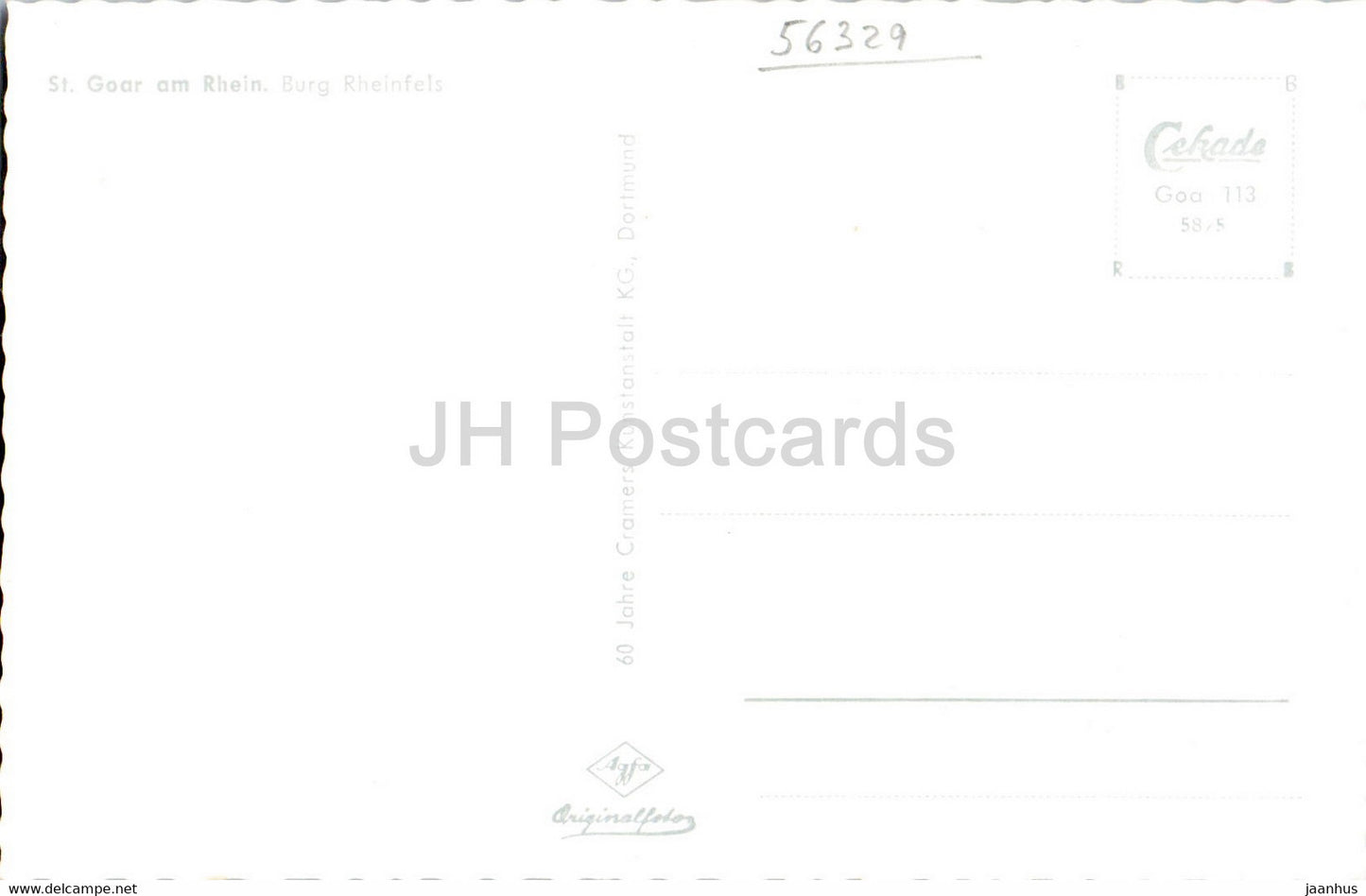 St Goar am Rhein - Burg Rheinfels - boat - old postcard - Germany - unused