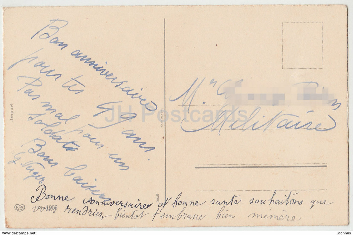 Blumen - rote Rosen - EAS 1906 - Illustration - alte Postkarte - Frankreich - gebraucht