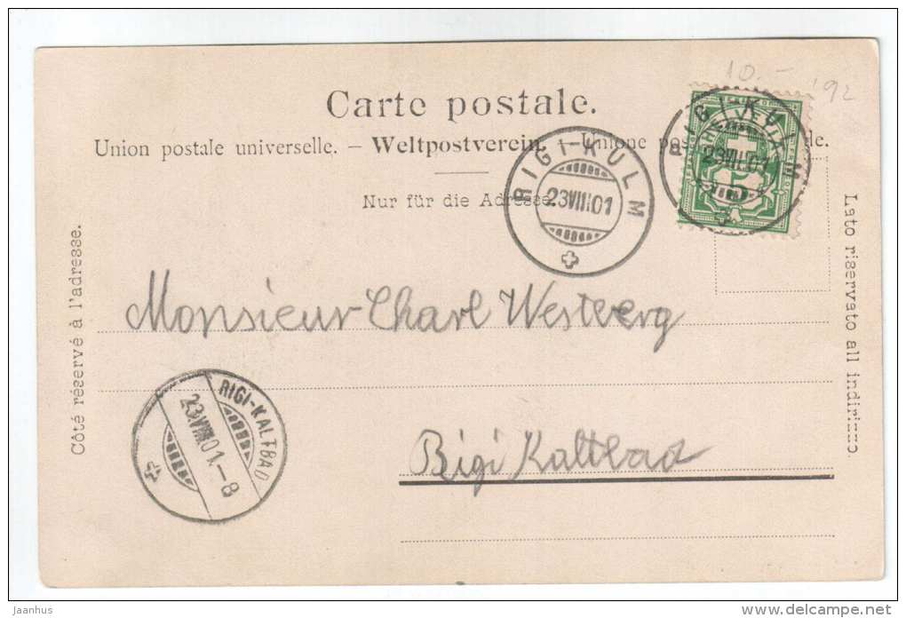 RIGIBAHN - Schnurtobelbrücke - 135 - bridge - train - edition Photoglob - circulated in 1901 - Switzerland - used - JH Postcards