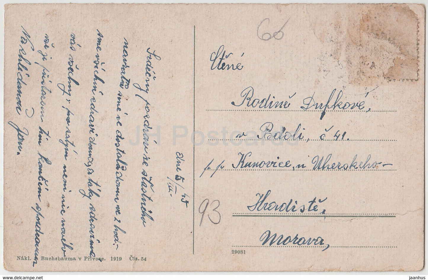 Mor Ostrova - tramway - carte postale ancienne - 1919 - République tchèque - utilisé