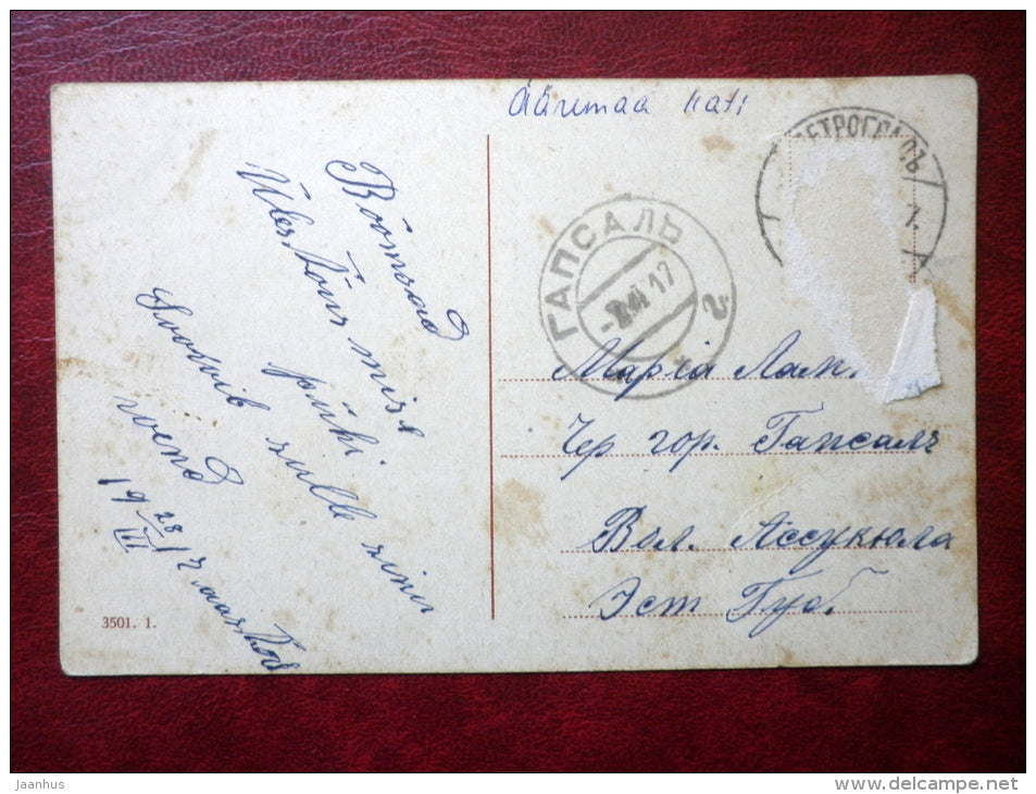 Easter Greeting Card - eggs - 3501 . 1 - circulated in Tsarist Russia , Estonia 1917 , Haapsalu - used - JH Postcards