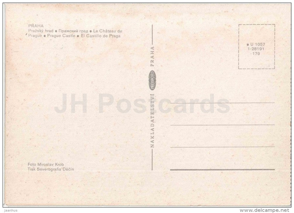 Praha - Prague - Prague Castle - Czechoslovakia - Czech - unused - JH Postcards