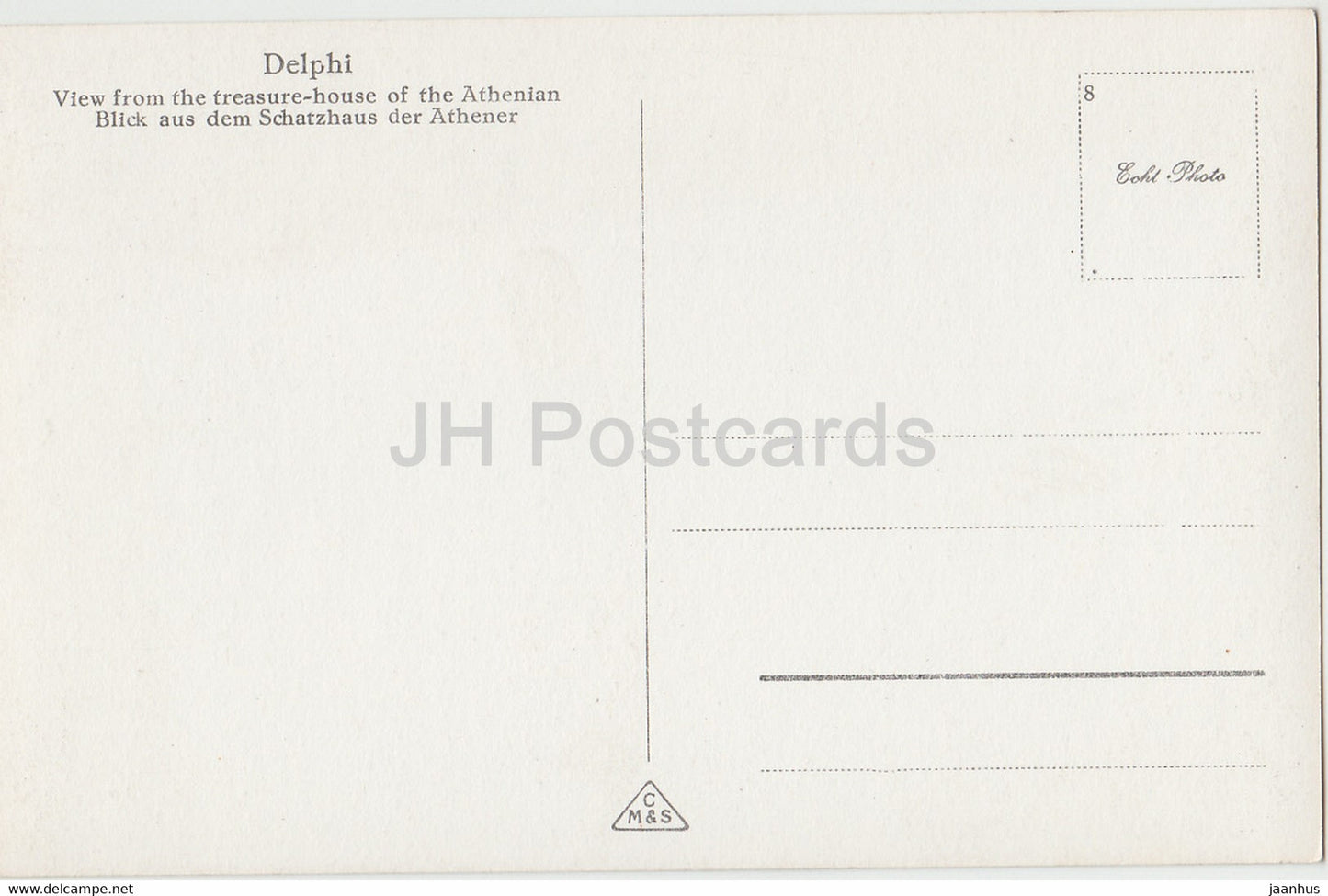 Delphi - View from the treasure house of the Athenian - 939 - old postcard - Greece - unused