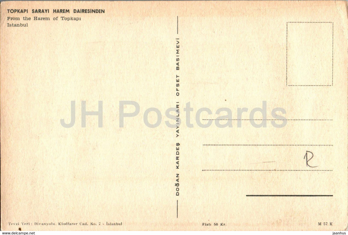 Istanbul - From the Harem of Topkapi - old postcard - Turkey - unused