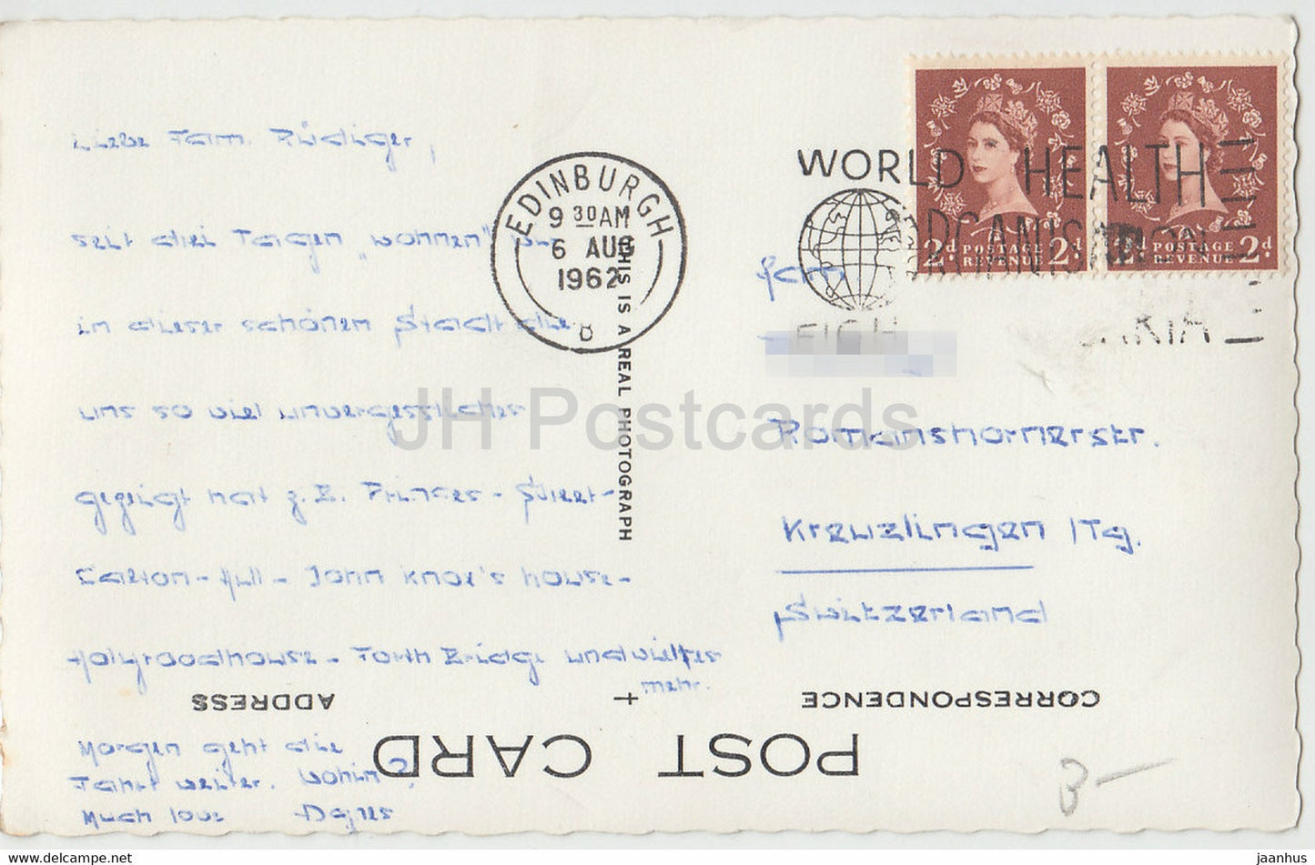 Edinburgh - Princess street and the Scott Monument - 35408 - old postcard - 1962 - Scotland - United Kingdom - used