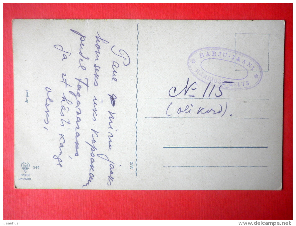 photograph - house - trees - HB - Photochromie - 545 - 2885 - old postcard - circulated in Estonia - JH Postcards