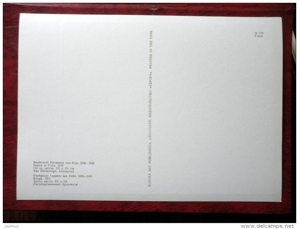 Painting by Rembrandt - Saskia as Flora , 1634 - maxi card - dutch art - 1973 - unused - JH Postcards