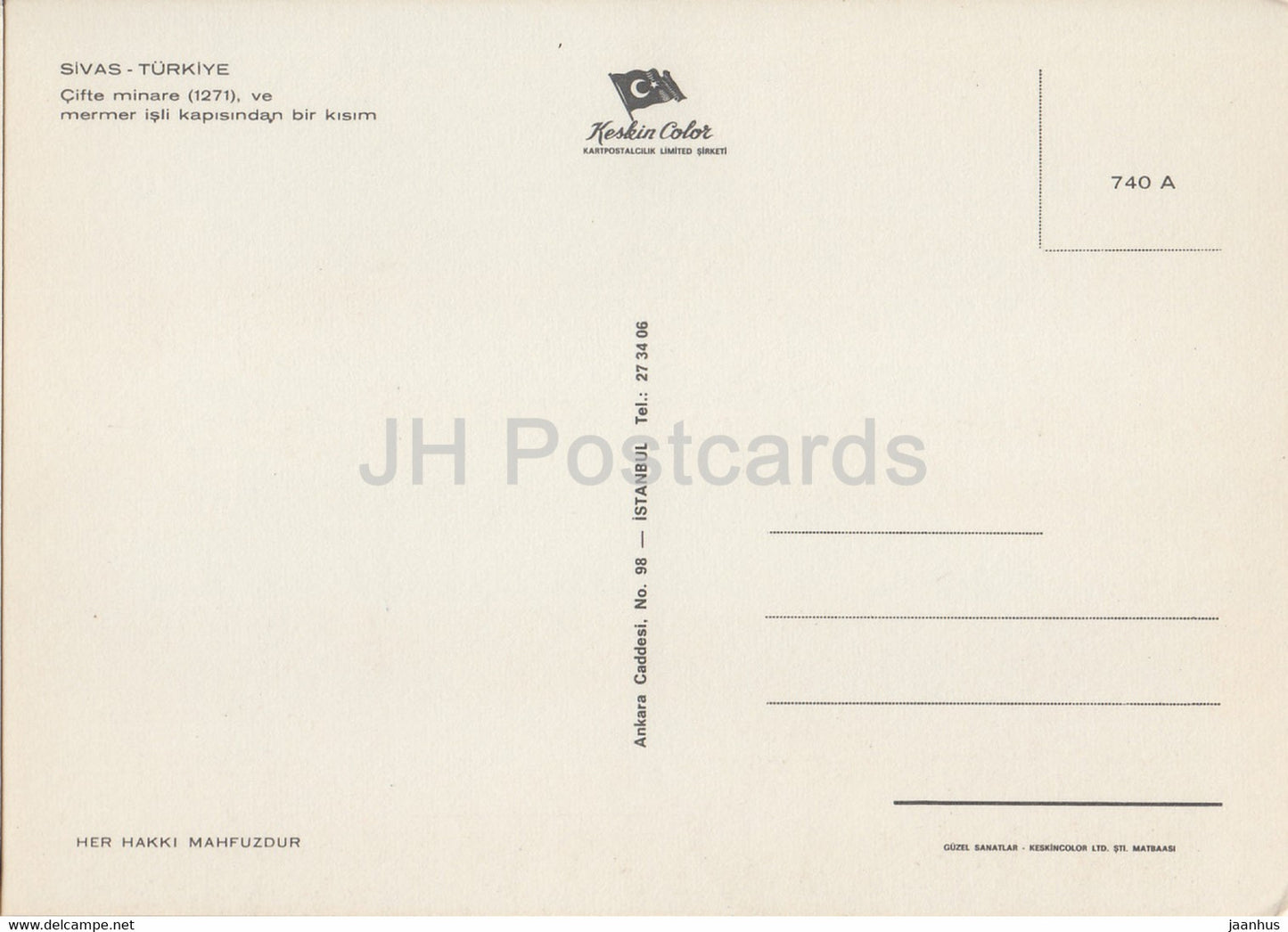 Sivas - Minarett - Türkei - unbenutzt