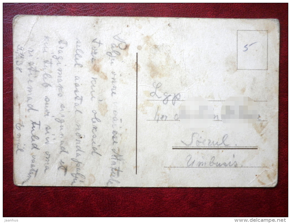 Birthday Greeting Card - children - gifts - flowers - old postcard - Estonia - used - JH Postcards