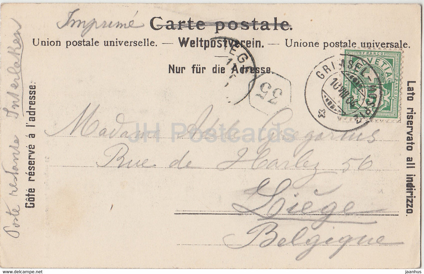 Grimsel Hospiz und Nagelisgratli - 65 - carte postale ancienne - 1904 - Suisse - utilisé