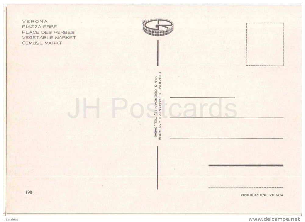 Piazza Erbe - Vegetable Market - Verona - Veneto - 198 - Italia - Italy - unused - JH Postcards