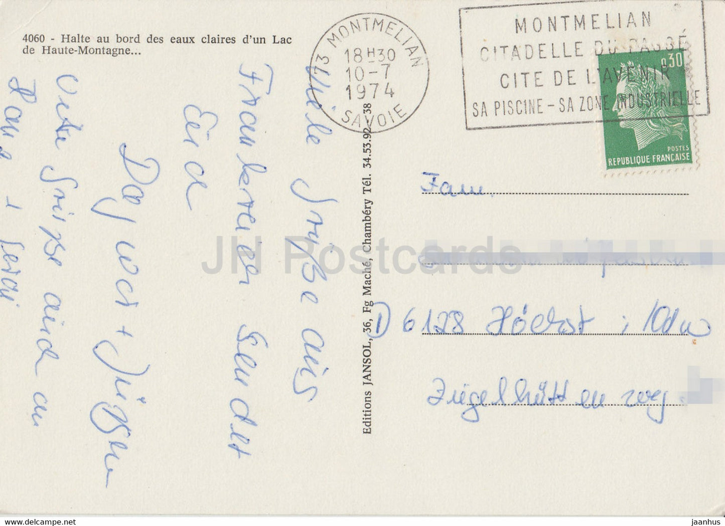 Halte au bord des eaux claires d'un Lac de Haute Montagne – 1974 – Frankreich – gebraucht