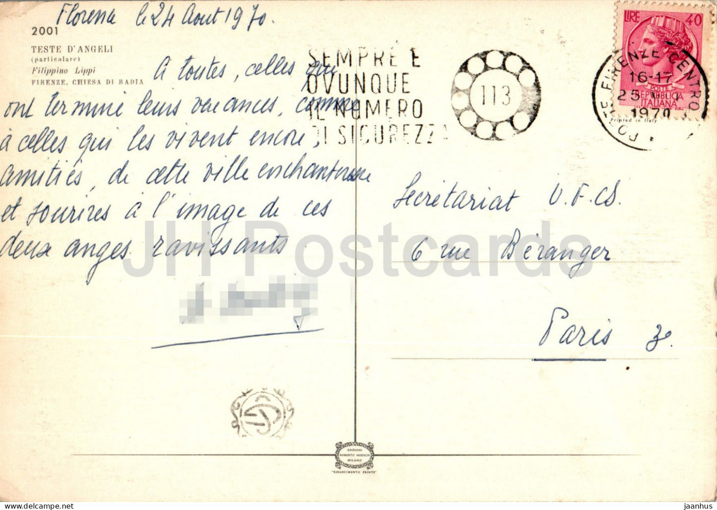 Painting by Filippino Lippi - Teste D'Angeli - 2001 - Italian art - 1970 - Italy - used