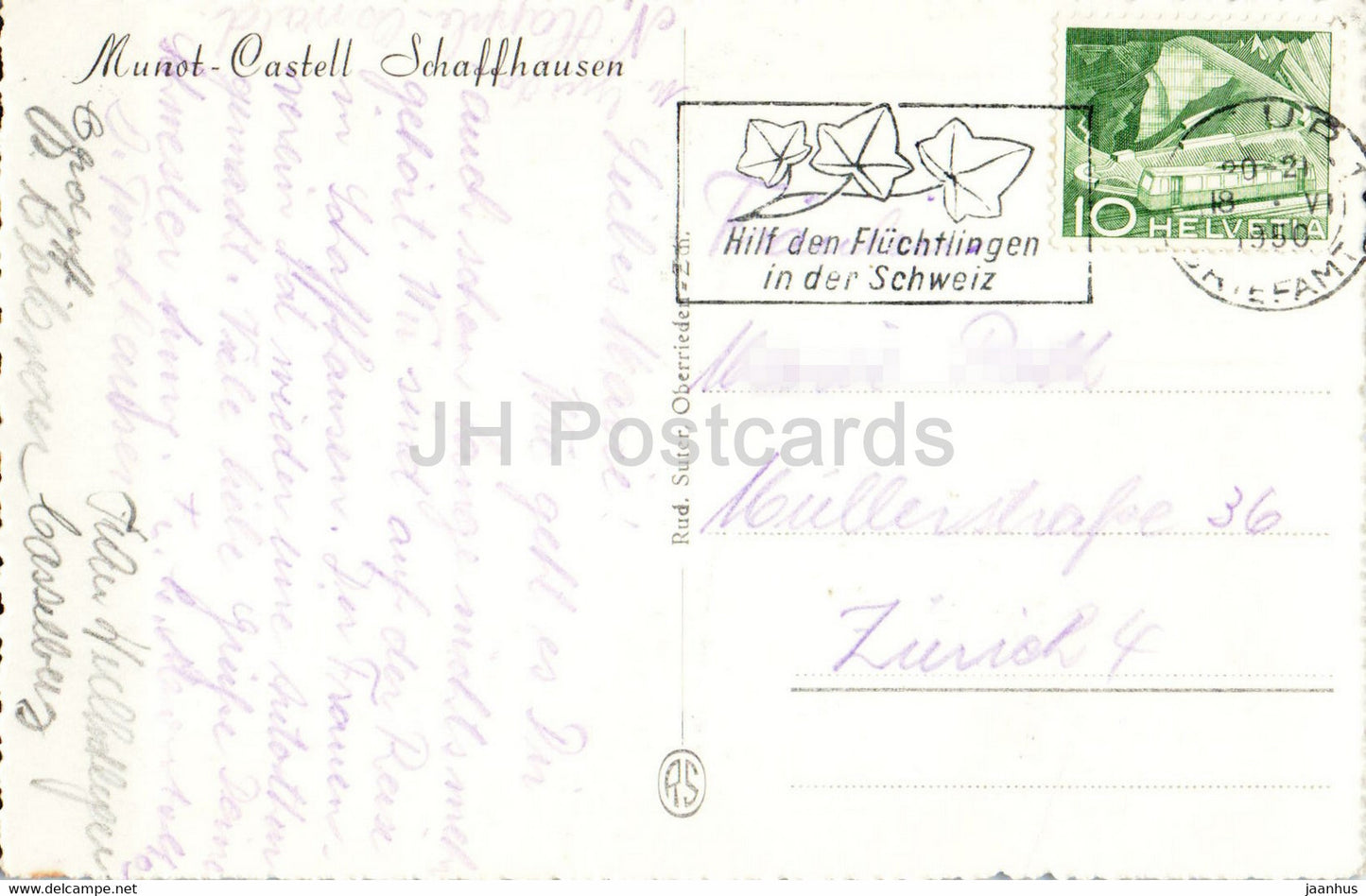 Munot Castell - Schaffhausen - 4134 - 1950 - old postcard - Switzerland - used
