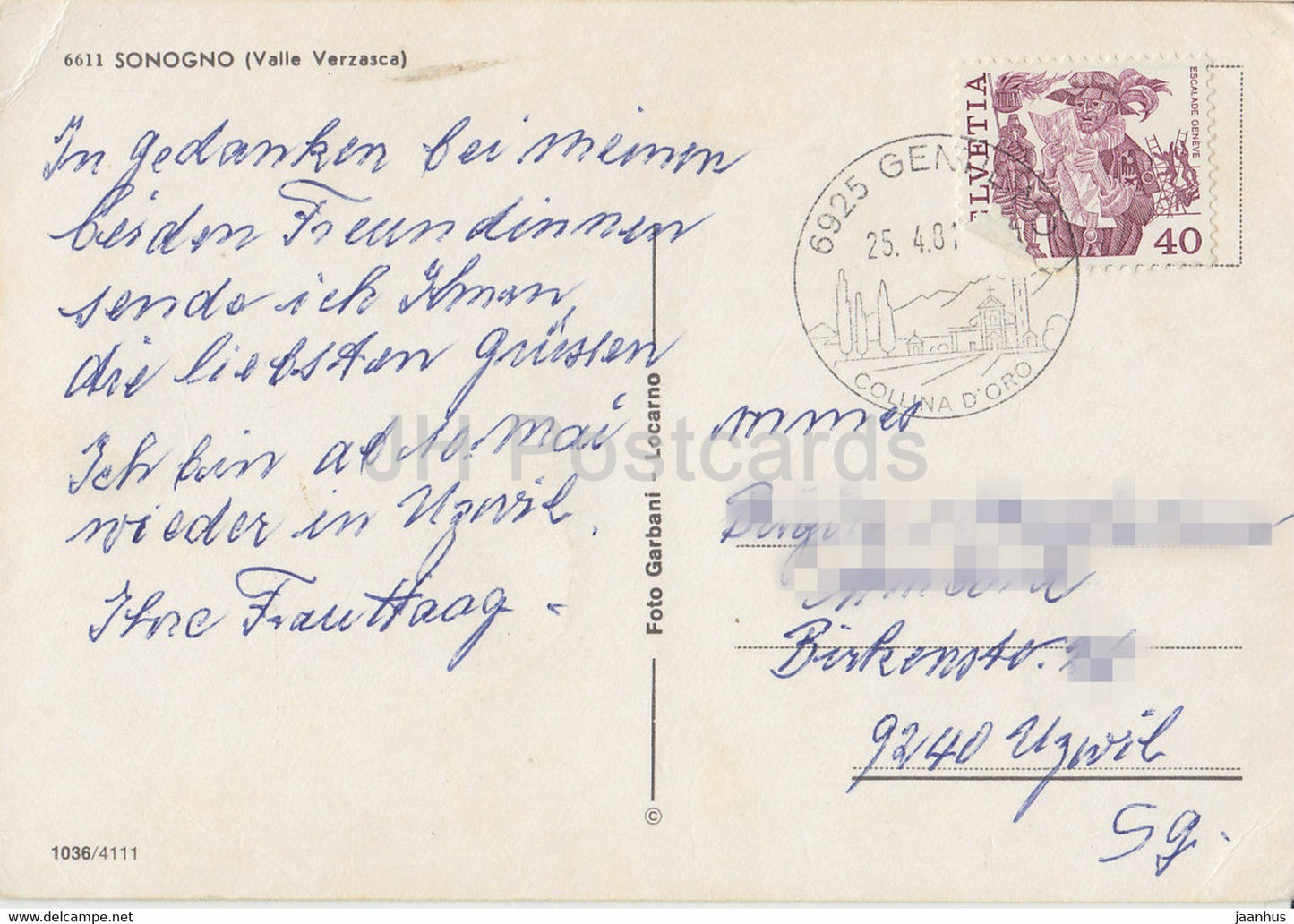 Sonogno - 6611 - 1981 - Suisse - occasion