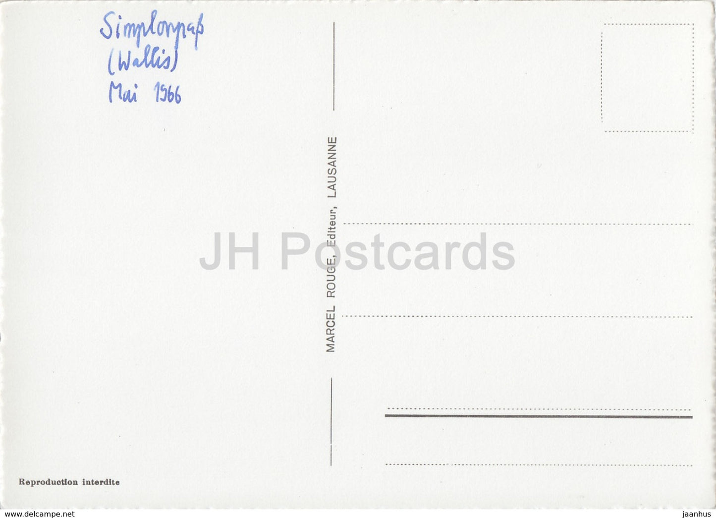 Col du Simplon alt 2005 m - Hobschensee - 6207 - 1966 - Switzerland - used