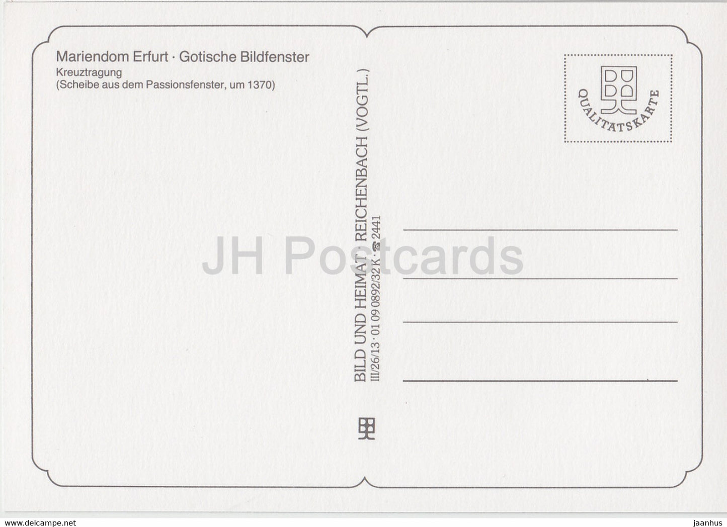 Kreuztragung - Mariendom Erfurt - Gotische Bildfenster - cathedral - DDR Germany - unused